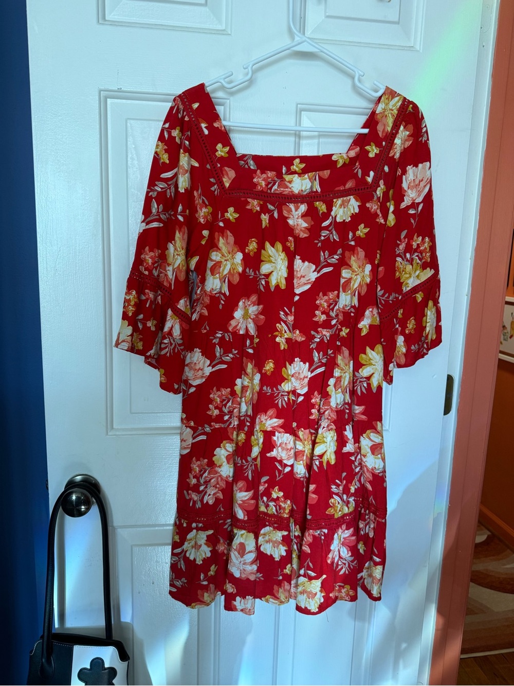Cato Red Floral Square-Neck Mini Dress